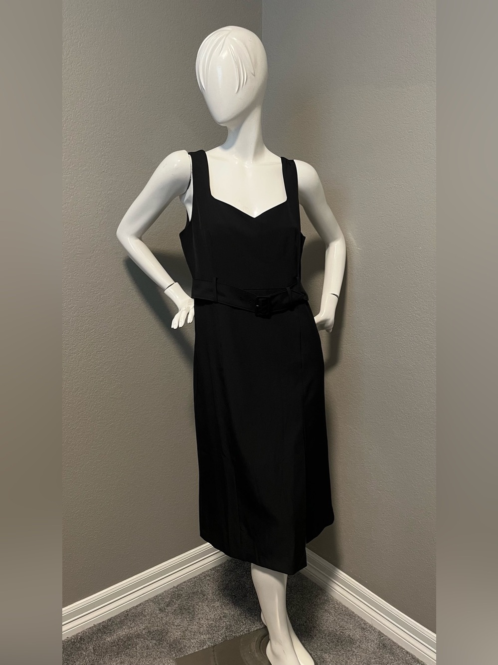 Banana Republic Women’s Black Belted Sheath With Slit Midi Dress Size 10